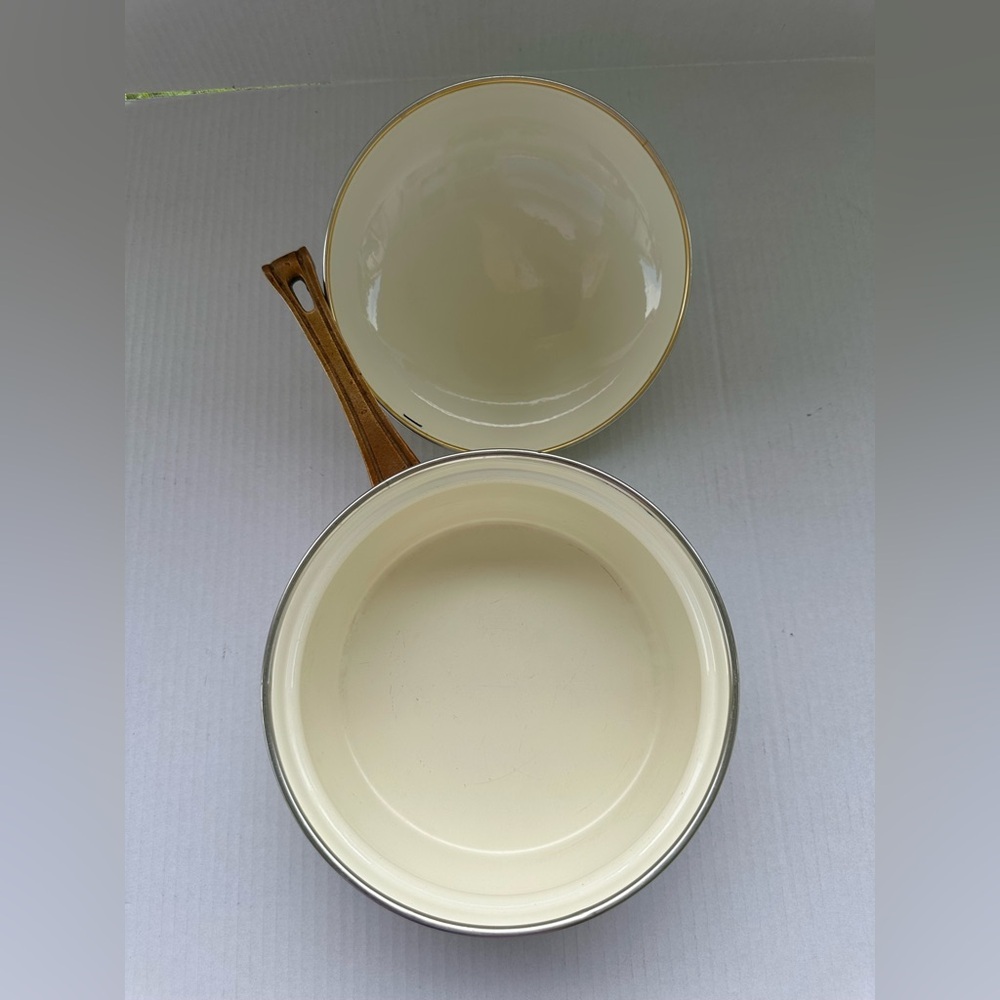Floral Enamel Saucepan with Brass Handle - Picture 9 of 15